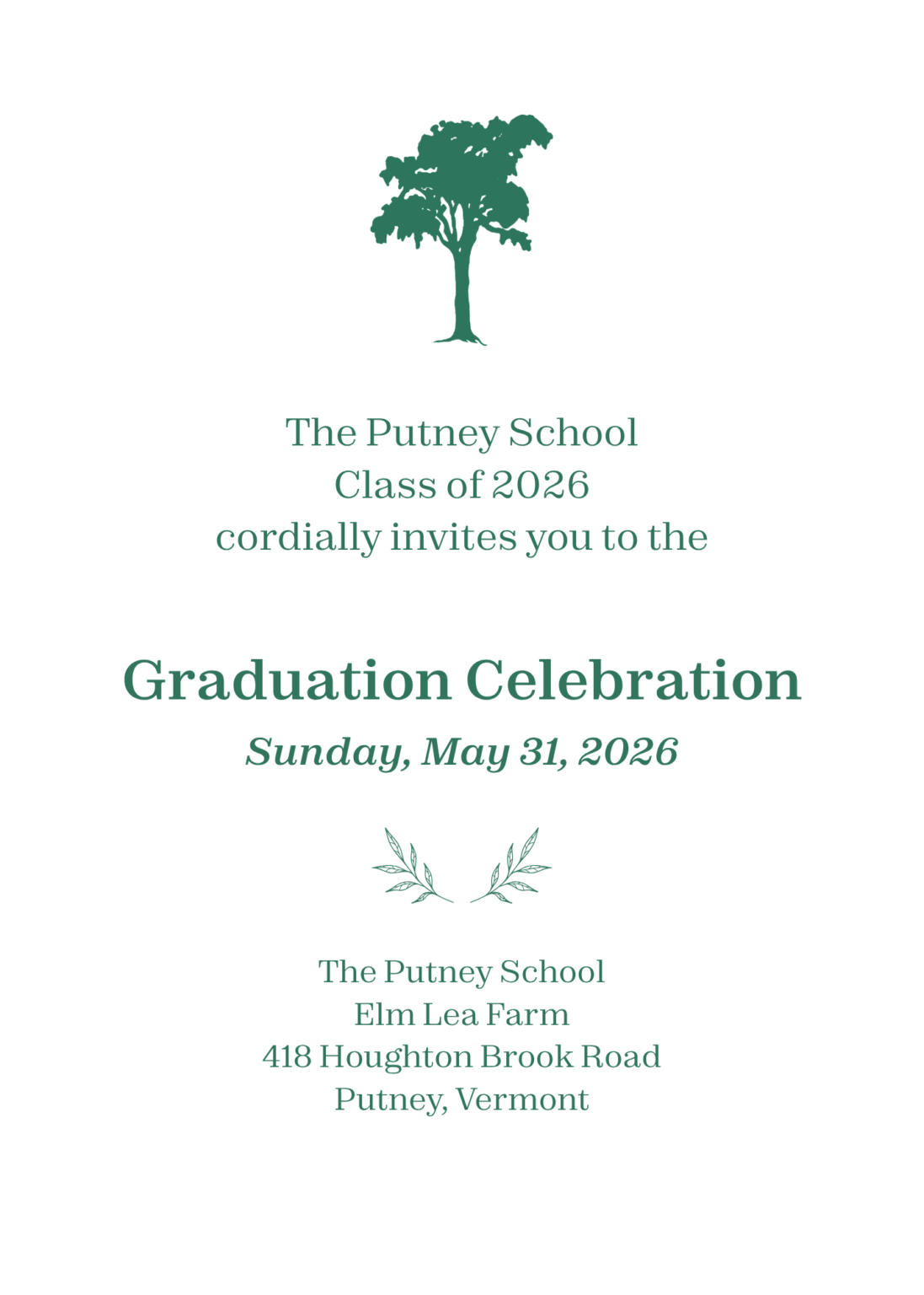 Graduation Celebration: May 31, 2026 - The Putney School